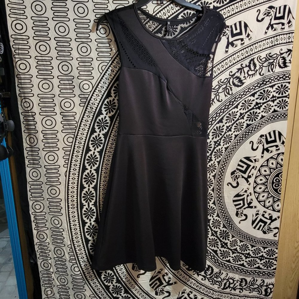 Black Mini Dress W See Through Lace